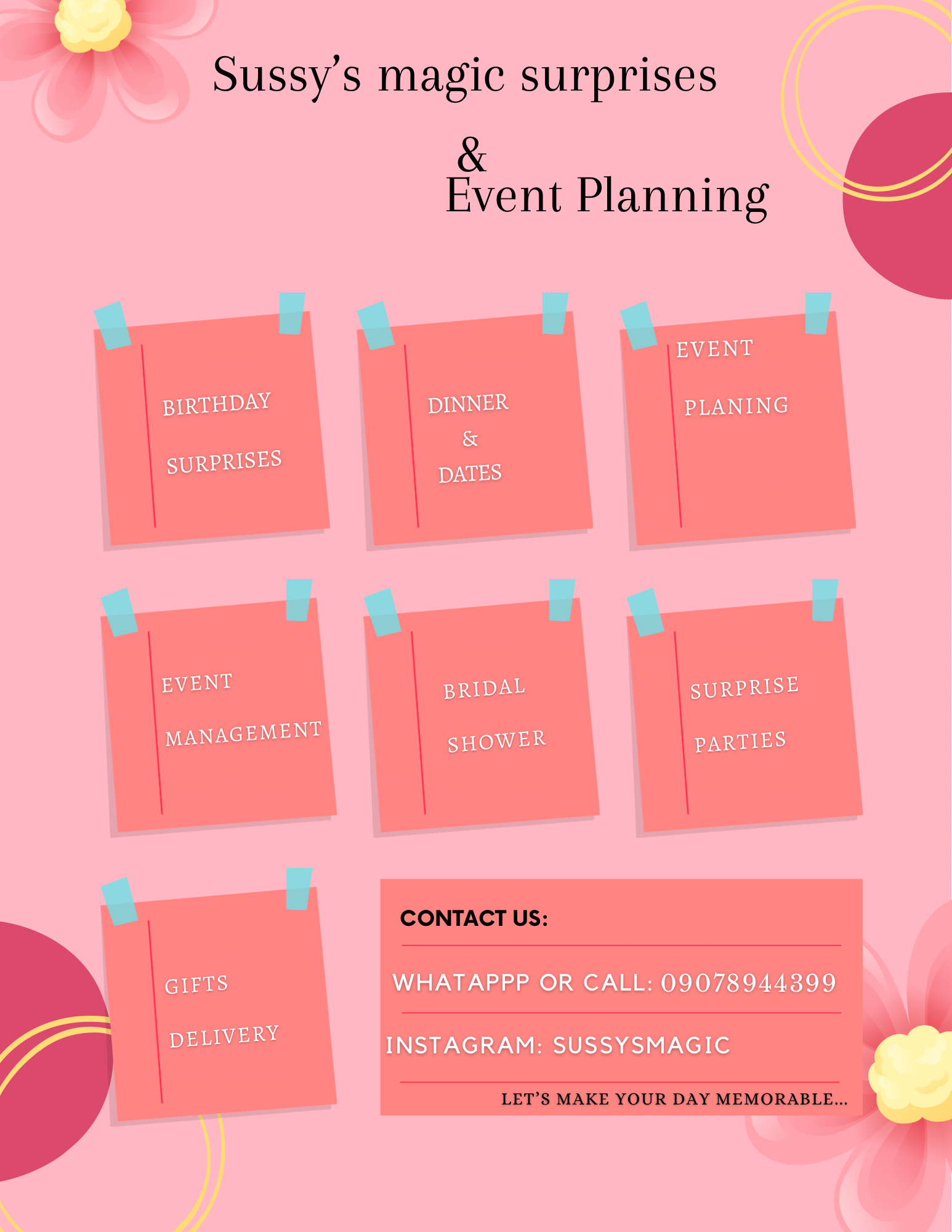 Sussy’s magic surprises and event planning provider