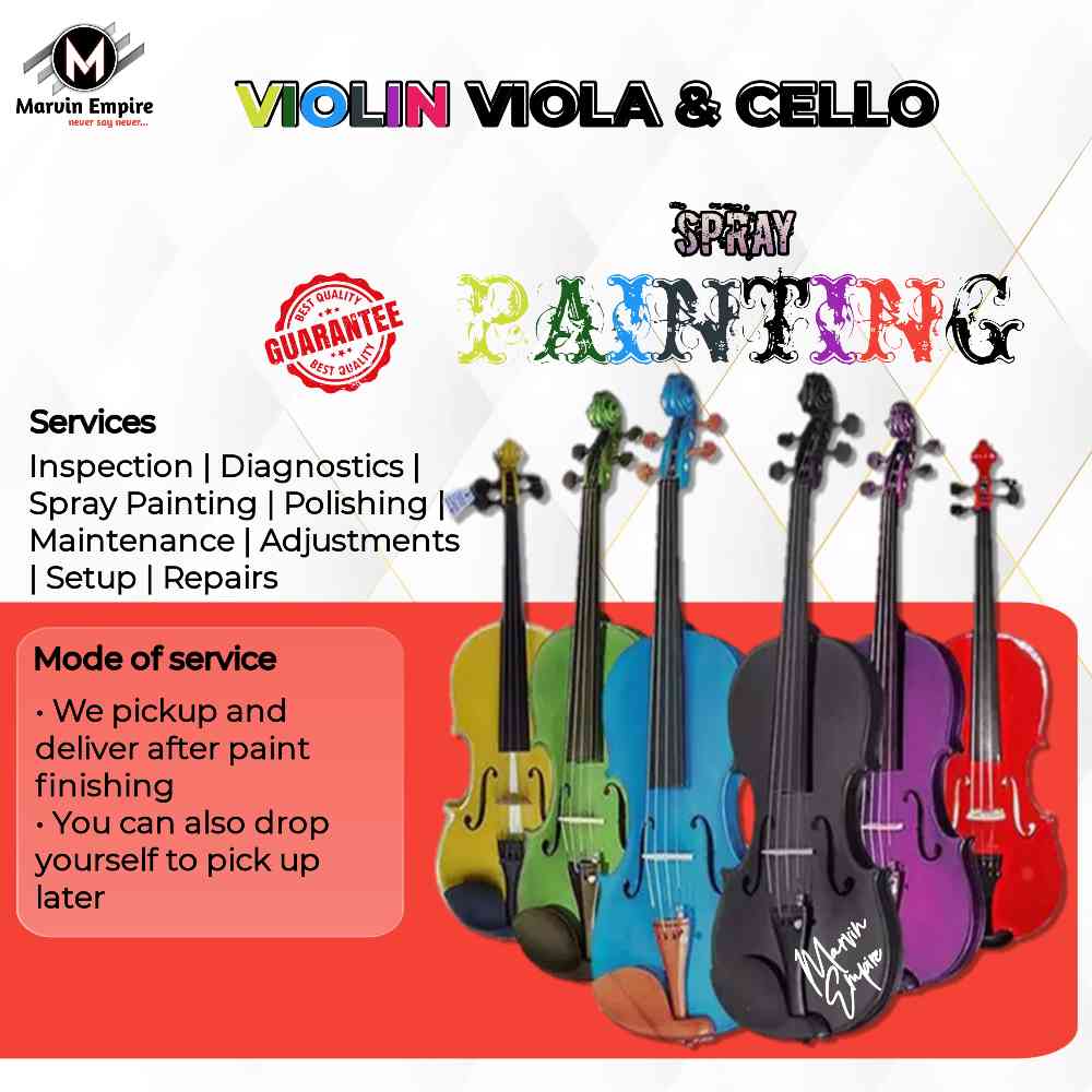 Professional Spray Painting Violin Viola Cello & Guitars with French Polish Finishing