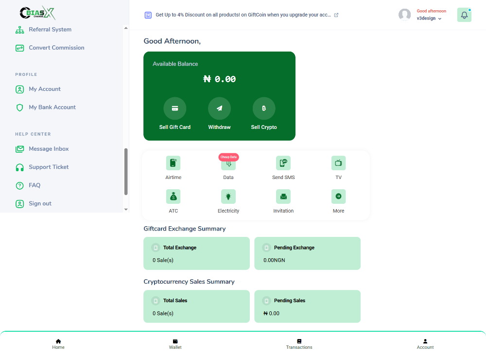GiftCard, Crypto and VTU PHP Script